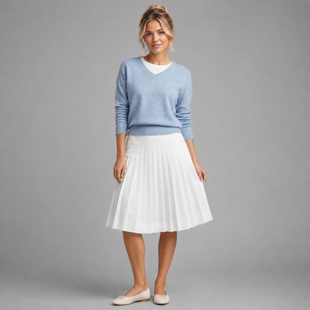 J.Crew Pleated Skirt Womens Size 0 White Crisp Cotton Poplin Midi Zip Side NWT